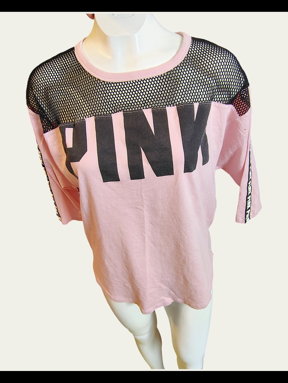 PINK Victoria's Secret by Victoria's Secret Pink Mesh-Panel Pink Tee